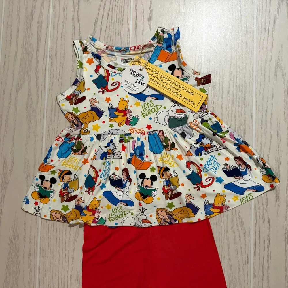 Little Britches Boutique Bamboo Disney Peplum Set Girls 2T Secret Stock Luxe NEW